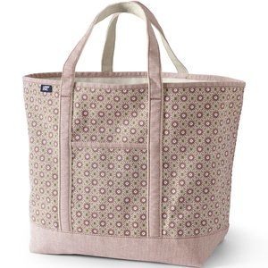 Lands' End Extra Large Print 5 Pocket Open Top Canvas Tote Bag